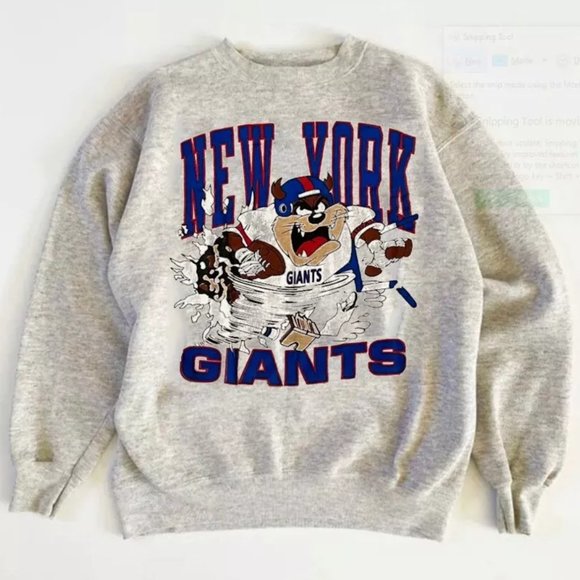 New York Giants Taz Looney Tunes graphic ash Sweatshirt unisex - Picture 1 of 2